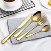 4st/set rostfritt st￥l Stableware Set Knife Fork Spoon Set Flatware Set Gold Rainbow Drop Ship