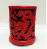 Wykwintowany Chiński Kwiat Red Cinnabar Lacquer Dragon Vase Pen Pen Pen