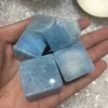 5st Naturlig Stor Storlek Blå Aquamarine Cube Stone Crystal Rock Quartz Ädelsten Mineral Specimen DIY Smycken Dekoration Present