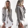 Casacos Mulheres Lapela Pescoço Casacos Feminino Moda Outwear Slim Outono Tops Casual Manga Longa Blusa Jaquetas Blusas Mulheres Vestido B2725