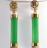 Vintage Damen Ohrringe aus grüner Jade, 18 Karat vergoldet, Ohrstecker, Party-Schmuck, neu, 292z