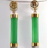 Vintage Women Green Jade Earrings Dangle 18K Gold Plated Studs Party Jewelry New<<< 292z