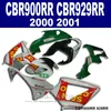 Ensemble de carénages personnalisés gratuits pour Honda CBR900RR CBR929 2000 2001 kit de carénage noir rouge vert blanc CBR929RR00 01 GF59