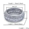 Maat 6-12 Whosale Hiphop 5 Rijen Luxe Cubic Zircons Ring Mode Goud Zilver Mannen Vinger Ringen