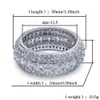 Storlek 6-12 Whosale Hiphop 5 rader lyxiga kubiska zirkoner ring mode guld silver män fingerringar