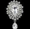 3 inch glazen broche bruiloft bruids partij prom diamante kristallen pins vintage verzilverd