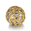 الخرز 5pcs/Lot Round Ball Cz Beads 8mm 10mm DIY Metal Bead Brass Micro Pave Zirconia Spacer Charms Wholesale Vnistar