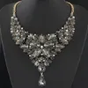 Kymyad Collier Femme Retro Statement Choker Necklace Gold Color Color Crystal Flower Necklaces Pendants Maxi Necklace Women Collares245m