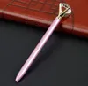 Creative Crystal Glass Kawaii Ballpoint Pen Big Gem Ball Pen With Large Diamond 11 Colors Fashion School Office Supplies SN296