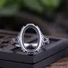 Antique 925 Sterling Silver Engagement Wedding Vintage Ring 10x15mm Oval Cabochon Semi Mount Ring Setting DIY Stone7741599