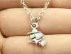 20pcs/lot Fashion Necklace Antique Silver Vintage Witch Charms Pendants Chain Necklace 42+5cm