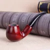 Poignée incurvée lisse en acajou, noyau de filtre, pipe en bois de santal rouge, raccords pour pipe
