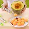 Roestvrij staal Watermeloen Slicer Cutter Set Fruit Carving Gereedschap Mes Meloen Baller Scoop voor Ice Cream Plantaardige Cantaloupe Multifunctionele Slicer