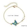 3 Color Crystal Butterfly and Flower Charm Bracelet Romantic Butterfly Design Golden Plated Wedding Bracelet Girl's Accessory