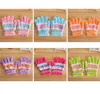 guanti caldi in pile di corallo Guanti per dita caldi invernali per bambini Guanti caldi per bambini a cinque dita guanti guanti a strisce colorate per bambini di 2-5 anni