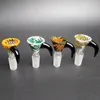 berauschende Glasschale 14 mm männlich mit Griff schöne Rutsche farbige 14,4 mm Raucherzubehör für Bubbler Ash Catcher Bong-Schalen