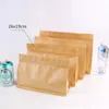 28x21x8cm Large capacity stand kraft paper food packaging zip lock pouch gift candy baking snacks biscuit tea package storage heat seal bags