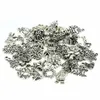 50Pcs/Lot Retro Alloy Loose Beads Trendy Christmas Charms Metal Pendant Tibetan Silver Vintage DIY Bracelet and Necklace Xmas Jewelry Making