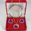 Costume Jewellery Purple Jade Bangle Earring Dragon Pendant Set<<<free shipping