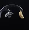 Vintage Black Silver Gold Feather Shape Stud Earring For Men Unisex Ear Studs Titanium Steel Earrings Punk Body Piercing Jewelry