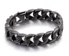 Punk Vintage pesado negro acero inoxidable hombres cepillado cubano Curb Link pulsera Nangle Jewlery 15mm para marido padre regalos 20-22cm