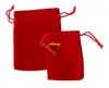 50 pcs/lot 5*7 cm 7*9 9*12 cm 10*15 13*18 20*30 cm sac en velours pochette à cordon couleur rouge sacs d'emballage de bijoux sac cadeau de noël de mariage