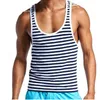 JOCKMAIL Marca 2018 Novo Verão homens top de algodão listrado Listrado bodybuiding macio respirável Vest Undershirt VeLow-músculo cortado