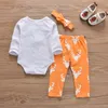 Kerstmis babykleding sets pasgeboren xmas herten hoofd lange mouw t-shirt + broek + hoofdband baby 3 stks sets peuter baby jongens meisjes kleding