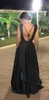 Bescheidene 2018 schwarze Abschlussball-Kleider langes reizvolles tiefes V Nek Backless mit Beutel-formalen Kleid-Partei-Abend-Abnutzung nach Maß China EN1022