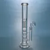 Trippel perc glas bong vattenpipa rakt rörvatten rör 4 lager duschhuvud percolator dab rig bongs hr316