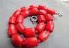 12x18mm Vintage Estate Chunky Red Coral Barrel Bead Ketting 18 inch