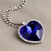 Kärlek Forever Classic Titanic Blue Heart Pendant Halsband Bröllop / Brud Smycken Smycken Mors dag / Alla hjärtans dag Present