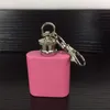 Pink Color Portable 1oz Mini Stainless Steel Hip Flask Alcohol Flagon with Keychain Mini Alcohol Hip Flask Accessories C0761