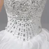 Luxe kralen kristal ruches trouwjurk 2022 Nieuwe Sweetheart Lace-Up Back Court Train Vestido de Festa Bandage Organza Tutu Bridal Jurns