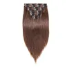 10inch24inch Brezilya Makinesi Yapım Remy Düz Klipler İnsan Saç Klipsinde Uzantılarda 9 PCSSET 100 Gram 2 Koyu Brown7240609