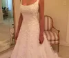 الرومانسية الدانتيل أزياء أحدث Tulle Square الرقبة A Line Wedding Dresses Princess Open Back Back Long Bridal Vordals Made Modern Appl7722029