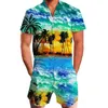 Leqemao Mäns Casual Romper Blommigryck Kortärmad Jumpsuit Beach Overaller One Piece Slim Clothing Mäns uppsättningar