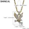 Män Halsband Guldfärg Pläterad Flyga Eagle Pendant Halsband Micro Pave Zircon Fashion Animal Smycken Partihandel