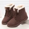 LAKESHI Women Boots Winter Warm Snow Boots Women Botas Mujer Lace Up Fur Ankle Boots Ladies Winter Women Shoes Black NM011434742
