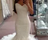 Günstige elegante Spitze Meerjungfrau Brautkleider 2018 Applikationen Perlen Pailletten Herzförmiger Stufenrock Hochzeitskleid Plus Size Brautkleider Custom