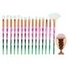 Mermaid Makeup Brushes Set 21pcs Foundation Blush Eyeshadow Eyes Diamond Little Fish Tail Contour Blending Make up Brush Kit Tools