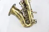 Saxophone Soprano MARGEWATE à petit cou courbé, en laiton, Surface en cuivre Antique, Instruments de musique plats, avec étui et embout