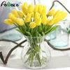Bouquet de tulipes artificielles en PU, 10 pièces, fausses fleurs vives au toucher réel, pour décoration de mariage à domicile, décor en soie