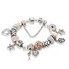 High quality 925 Silver Plated heart-shaped Charms and Key Pendant Bracelet for Pandora Charm Bracelets Gift Jewelry