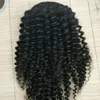 Rabo de cavalo de cabelo humano Kinky Curly rabo de cavalo com cordão para mulheres negras Rabo de cavalo de cabelo humano médio Updo Hairpiece Bun com 2 clipes