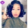Body wave bob Cut Synthetic lace front Wigs With Bangs For Black Women Short Wavy Women's Hair Wigs Natural Heat Resistant Black Brown Color