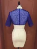 Błyszczące cekiny Tiul Blue Blue Bridal Jacket Skromne imprezy z pół rękawów Wykonany Czerwony granatowy Blush Purple B8400822