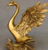 Folk Chinese Brass Céu Animais Voando Cisne Cygnus Pássaro Ganso Pato Adornam Estátua