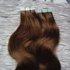 Nastro di trama della pelle dell'onda del corpo adesivo 40pcs di estensioni dei capelli nelle estensioni dei capelli del nastro di estensioni dei capelli umani di Remy 100g Trasporto libero