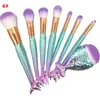 8pcs Pinceles de maquillaje Set Mermaid Shaped Foundation Powder Eyeshadow Blusher Contour Brush Kit Tool DHL gratis